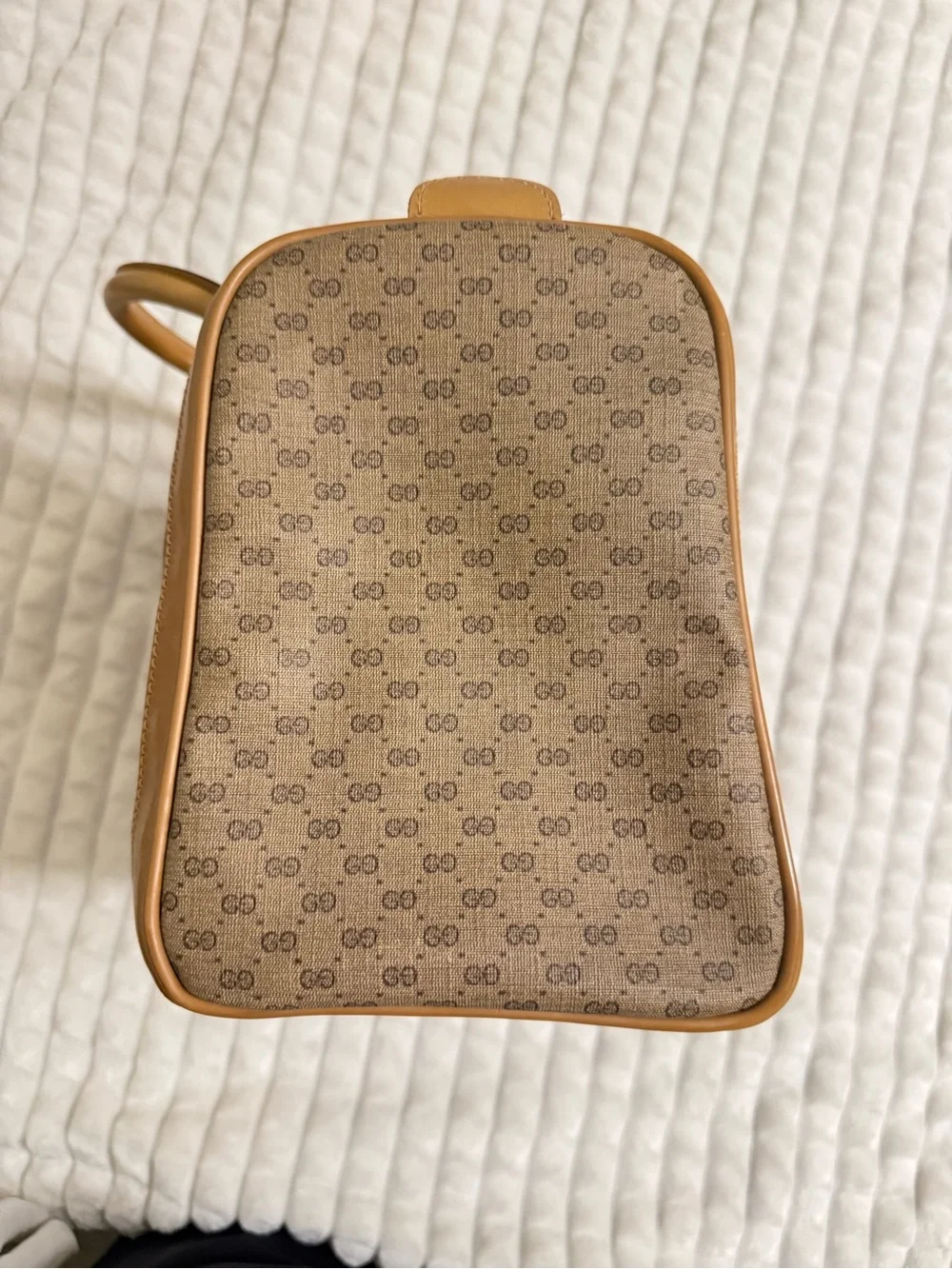 Gucci Brown Monogram Travel Duffle with Tan Trim